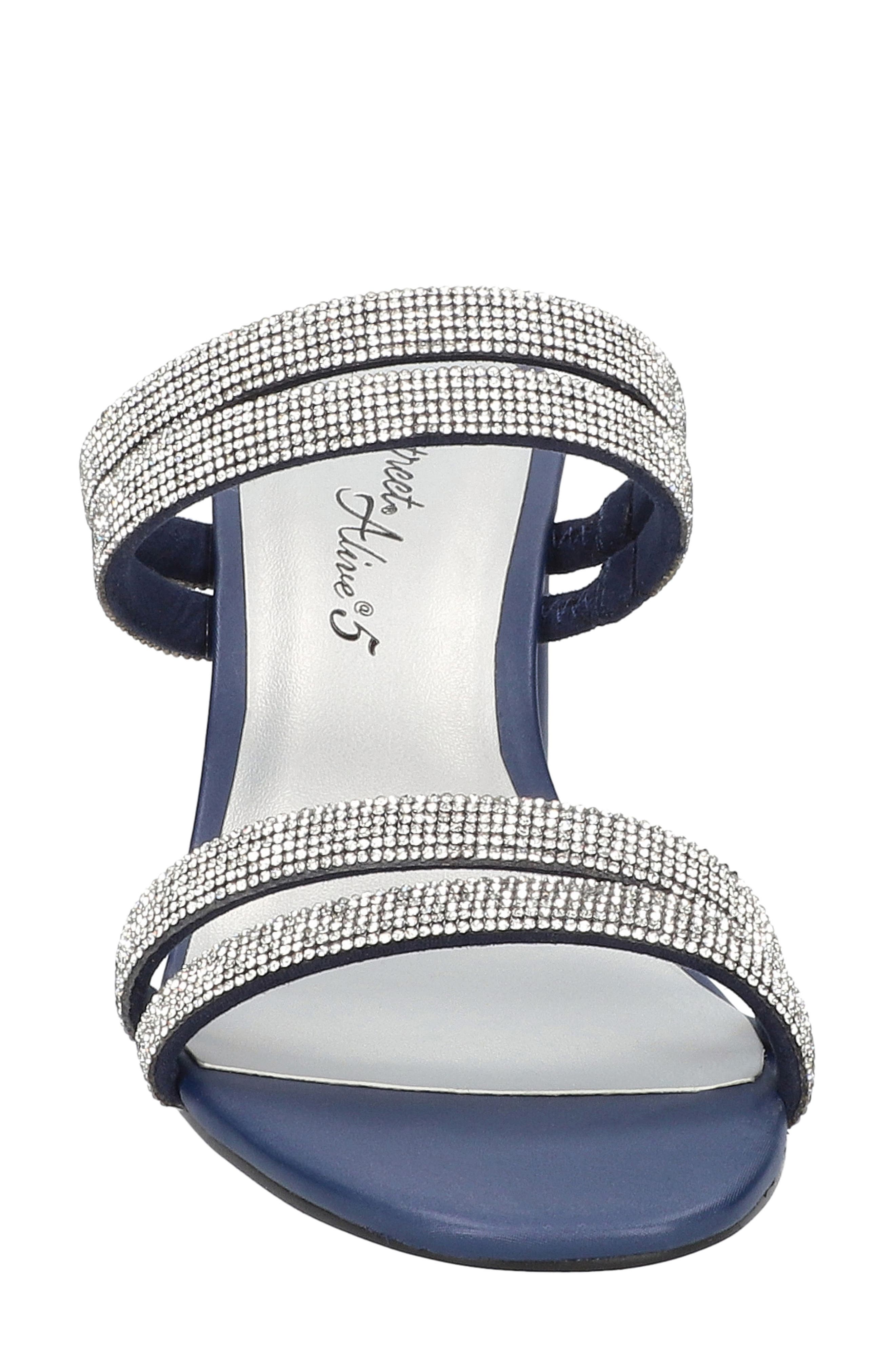 Jemma Slide Sandal, Alternate, color, NAVY SATIN STONES