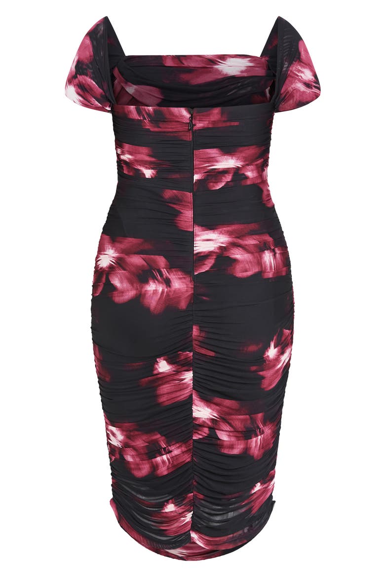 Floral Print Off the Shoulder Dress, Alternate, color, CHERRY FLORAL