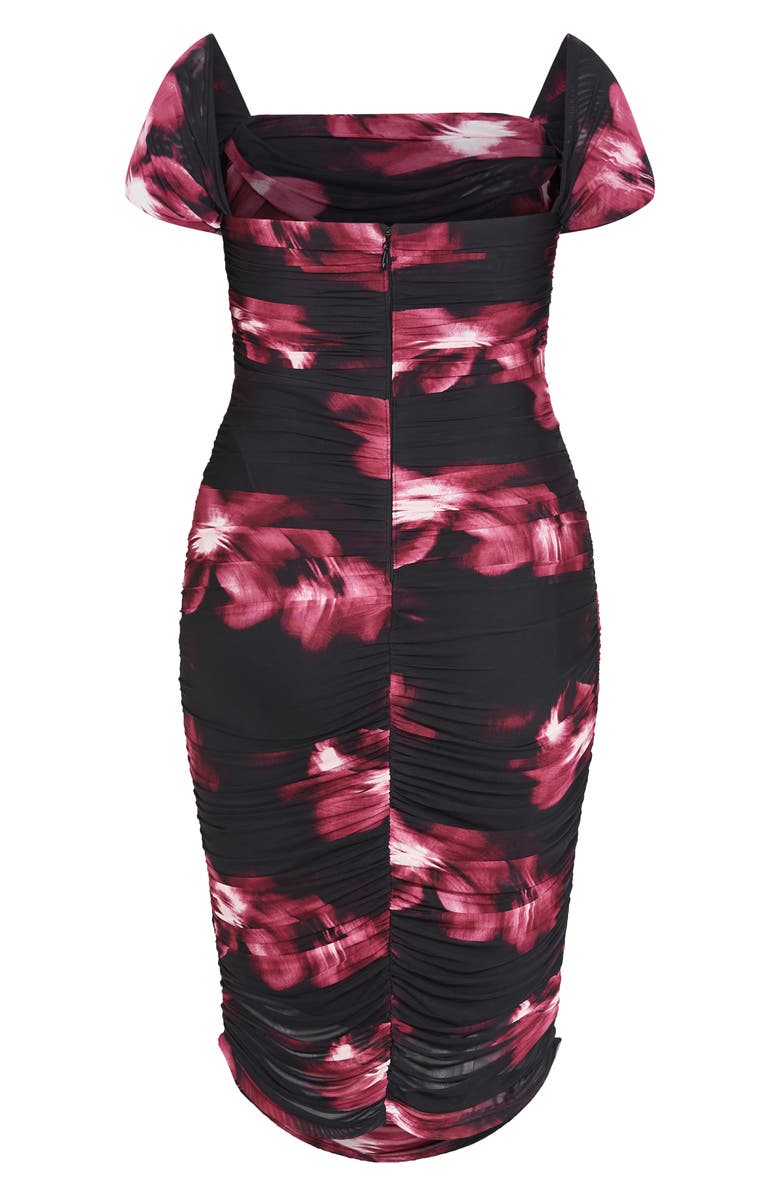 City Chic Floral Print Off the Shoulder Dress, Alternate, color, Cherry Floral