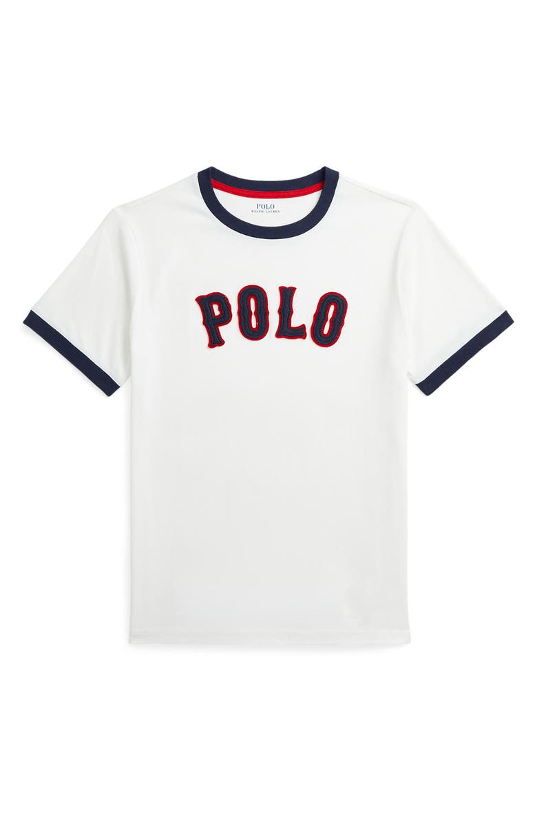 Polo Ralph Lauren Kids' Logo Appliqué Cotton Ringer T-Shirt, Main, color, 