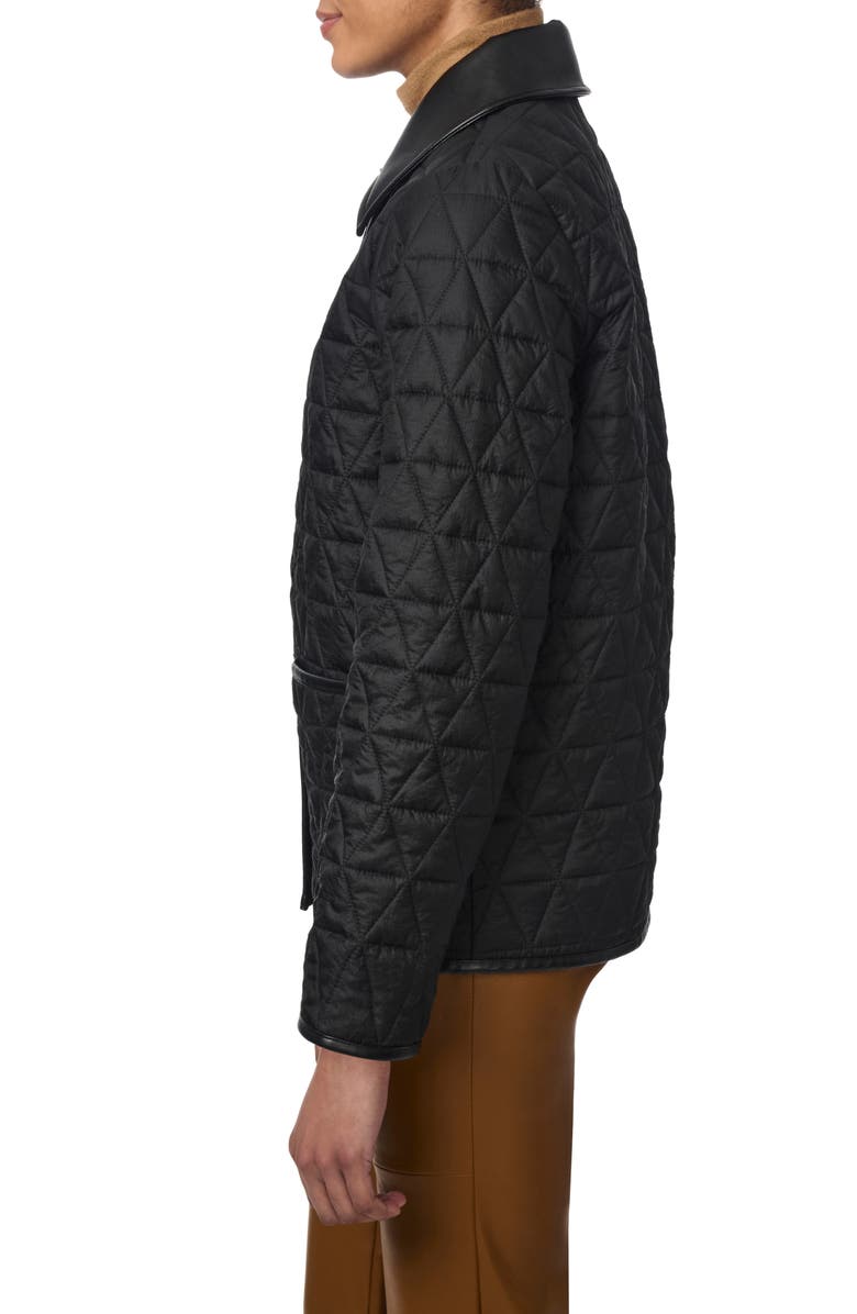 Bernardo Quilted Faux Leather Trim Recycled Nylon Jacket, Alternate, color, 