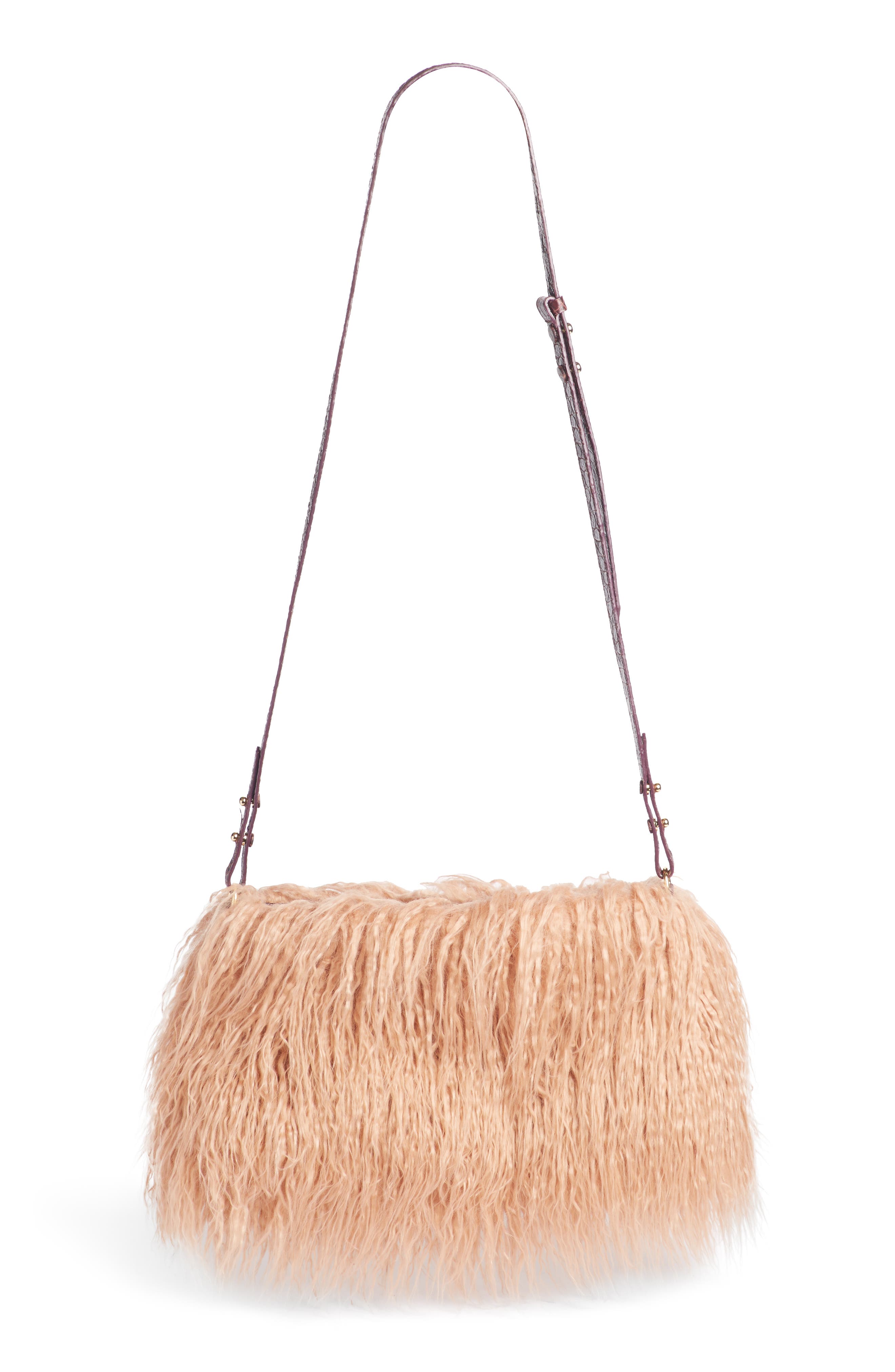 Faux Shearling Crossbody Bag, Main, color, BLUSH