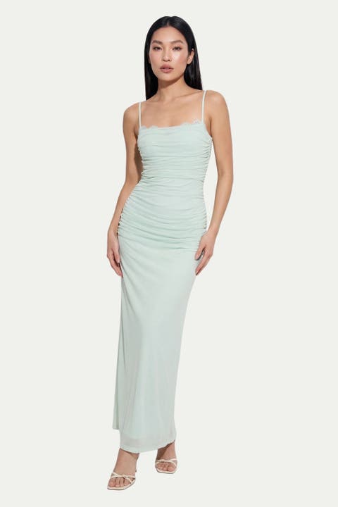 Premium Tulle Lace Trim Maxi Dress