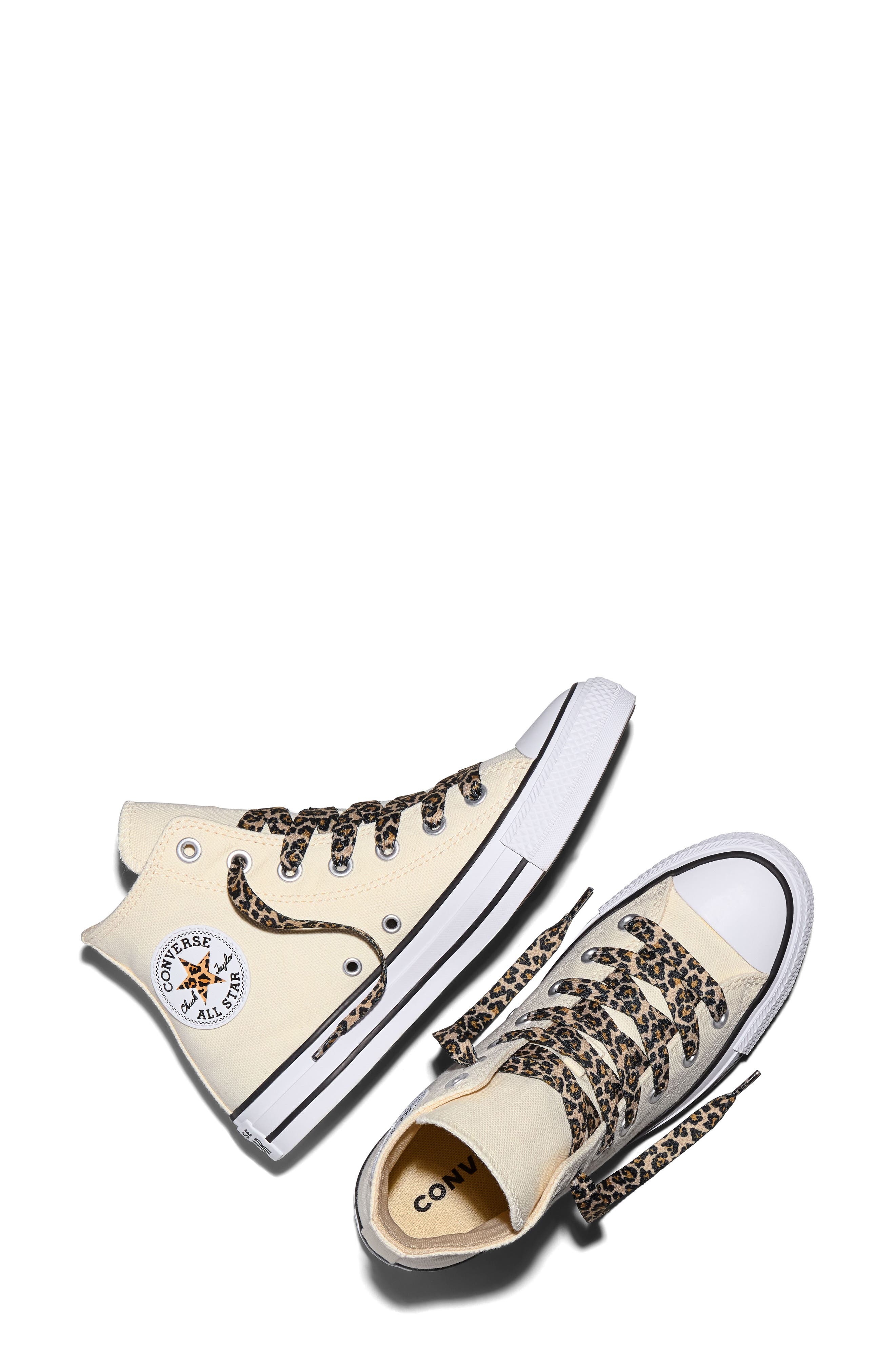 Chuck Taylor All Star Leopard High Top Sneaker, Alternate, color, NATURAL IVORY/ WHITE/ BLACK