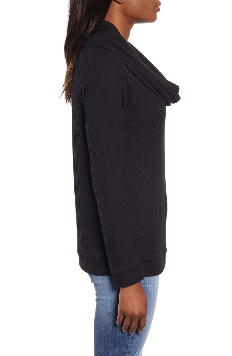Caslon<sup>®</sup> Cowl Neck Waffle Knit Top, Alternate, color,