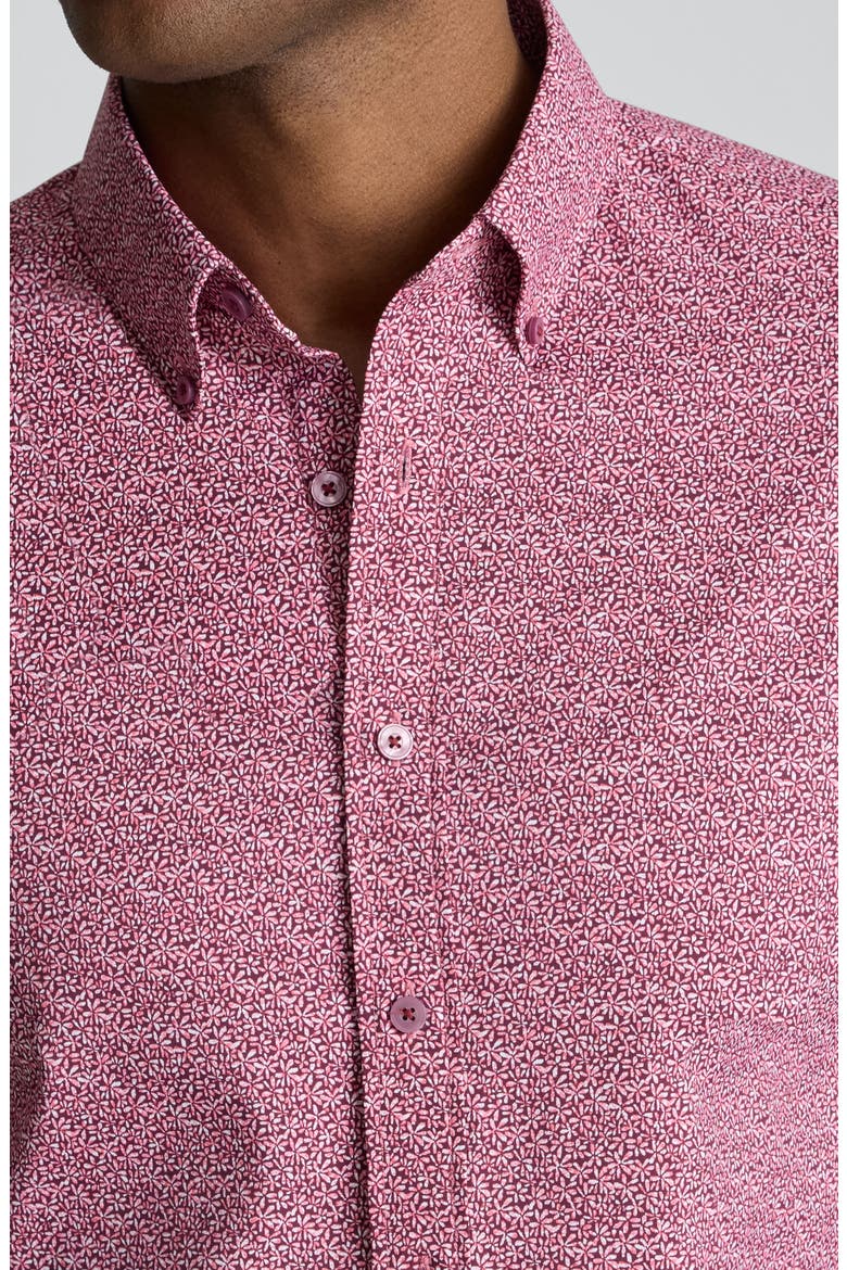 Halloway Floral Short Sleeve Performance Button-Down Shirt, Alternate, color, PINK