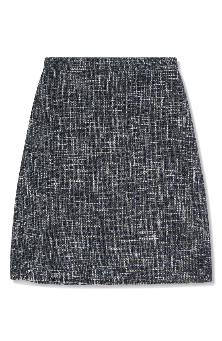 LK Bennett Suzie Fray Hem Tweed Skirt, Alternate, color, Indigo