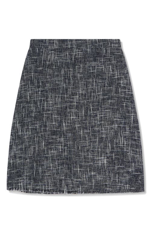 Lk Bennett Suzie Fray Hem Tweed Skirt In Indigo