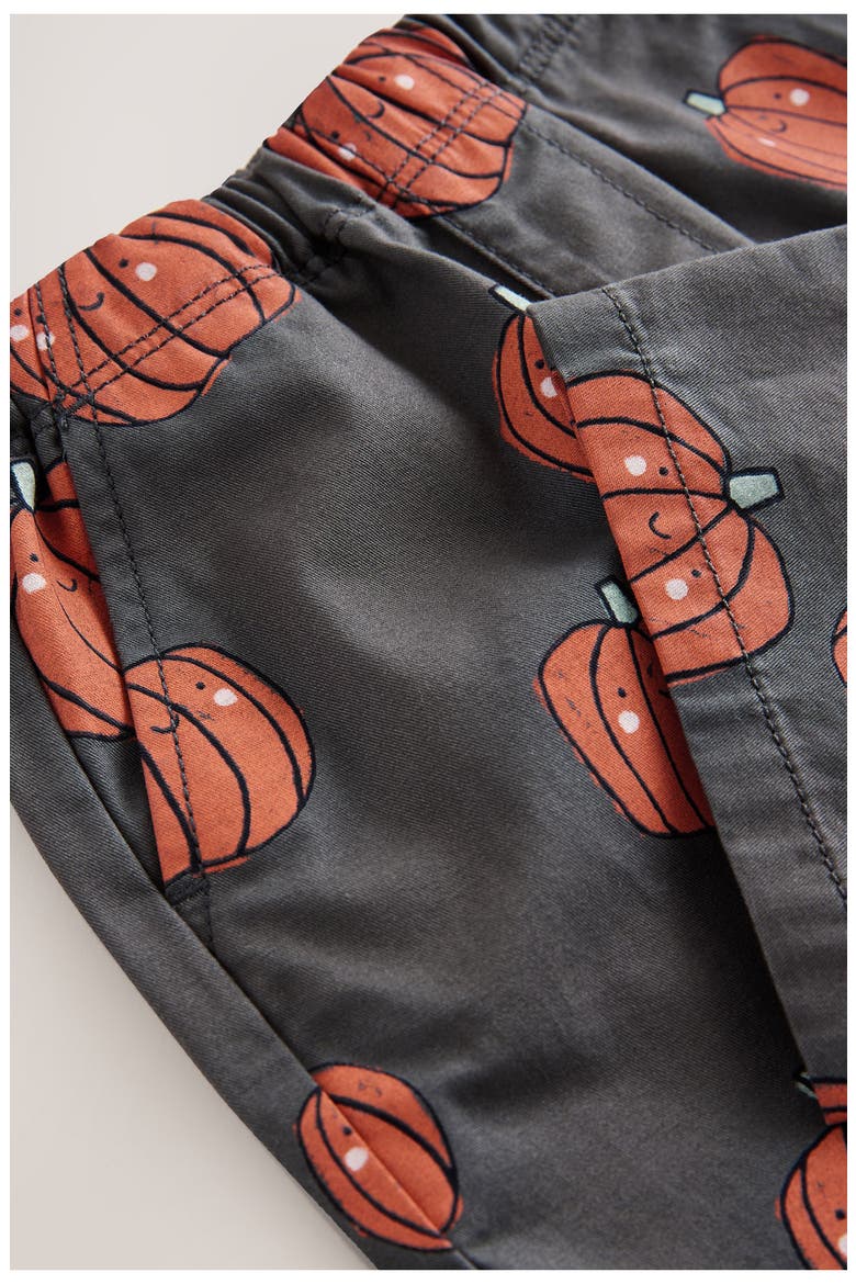 Kids' Pumpkin Print Pull-On Cotton Pants, Alternate, color, BLACK