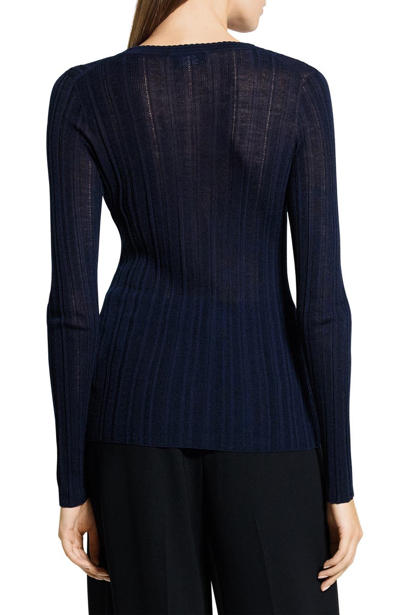 Theory Novel Pointelle Rib Wool Blend Cardigan, Alternate, color, 