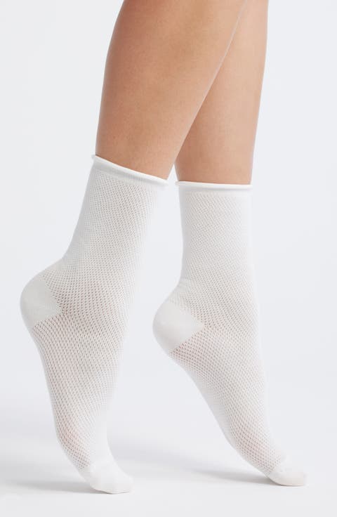 Rivi Cotton Blend Pointelle Crew Socks