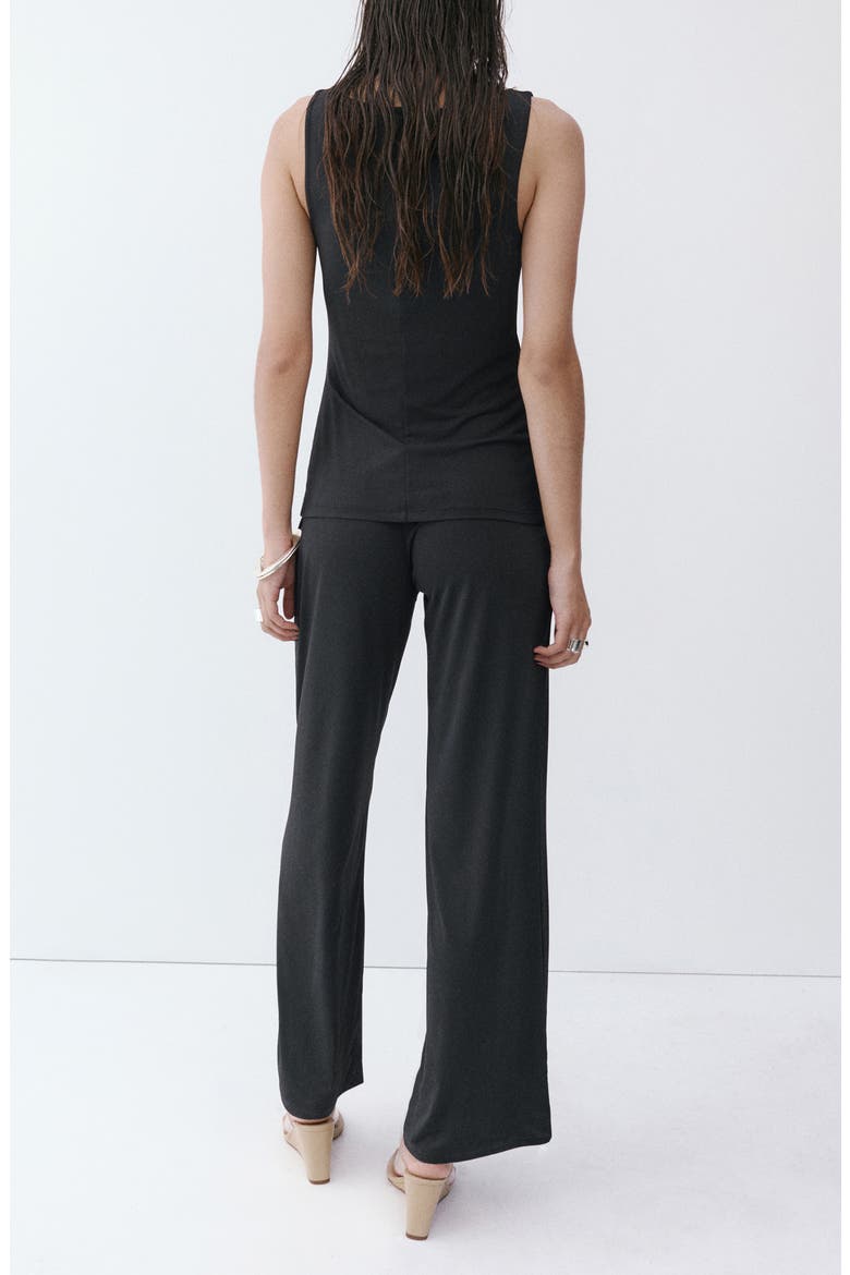 Wide Leg Jumpsuit with Resin Detail, Alternate, color, BLACK