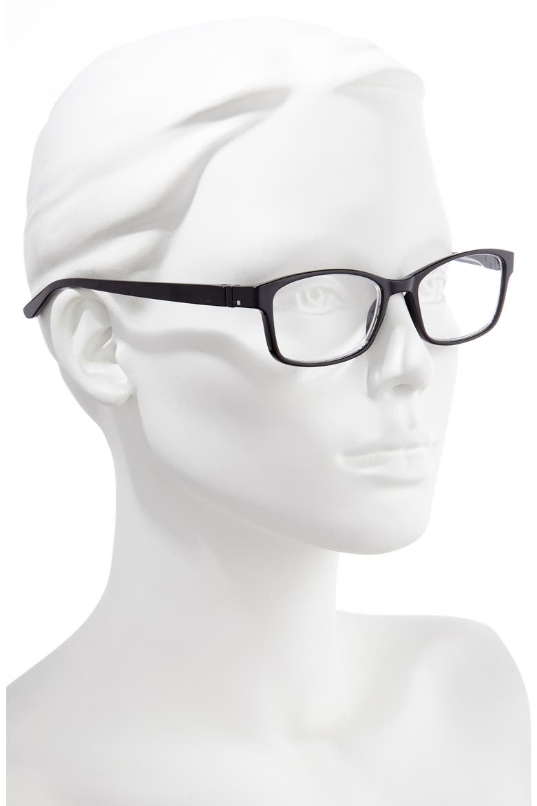 The Ruthie 53mm Reading Glasses, Alternate, color, TRUE BLACK