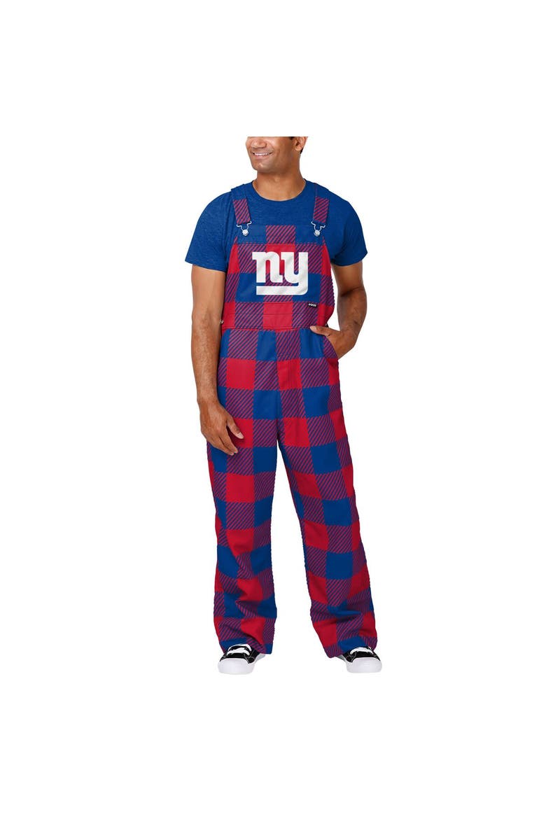 Men's FOCO  Royal New York Giants Big Logo Plaid Overalls, Main, color, Royal