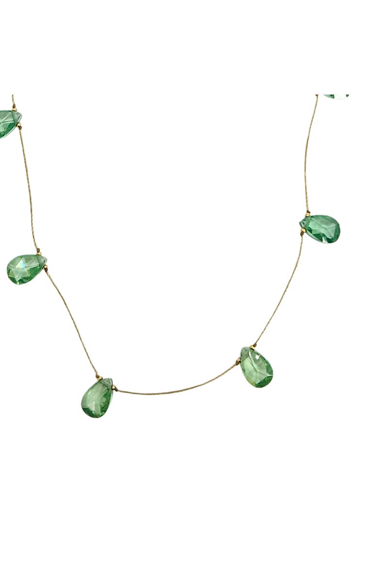 Faceted Teardrop Gemstone Station Necklace, Alternate, color, light-green