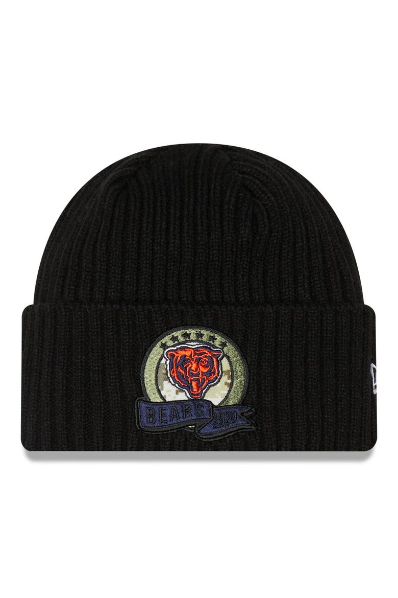 Men's New Era Black Chicago Bears 2022 Salute To Service Knit Hat, Main, color, Black
