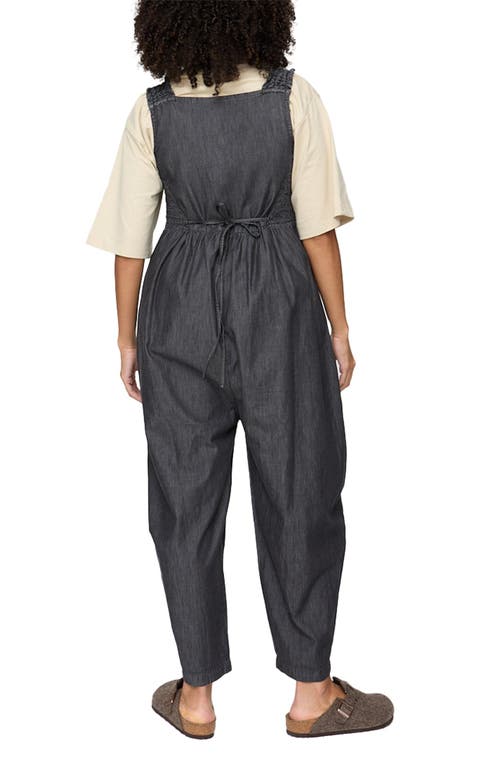 Turtledove London Organic Cotton Alice Denim Smocking Strap Jumpsuit In Black