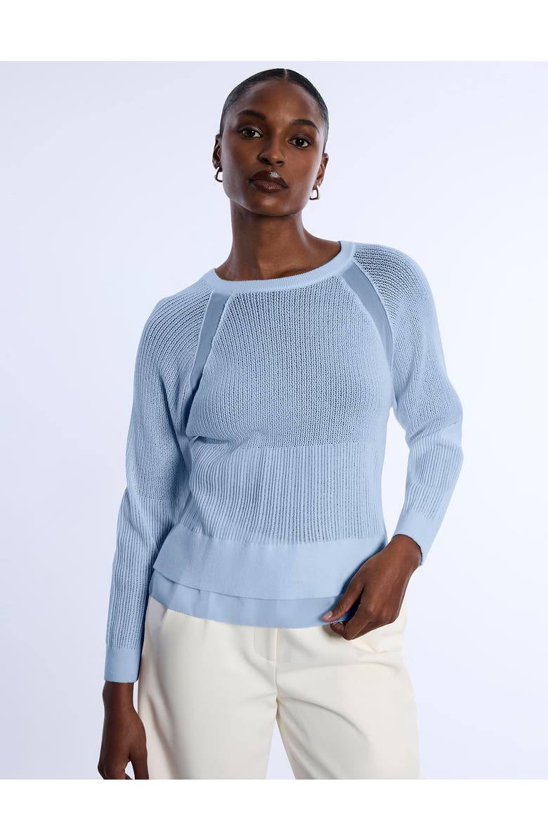 BCBGMAXAZRIA Pointelle Knit Sweater, Alternate, color, Cloud
