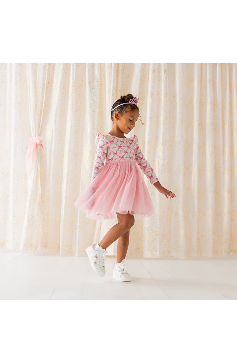 Sweet Wink Princess Trellis Long Sleeve Tutu Dress, Alternate, color, Pink
