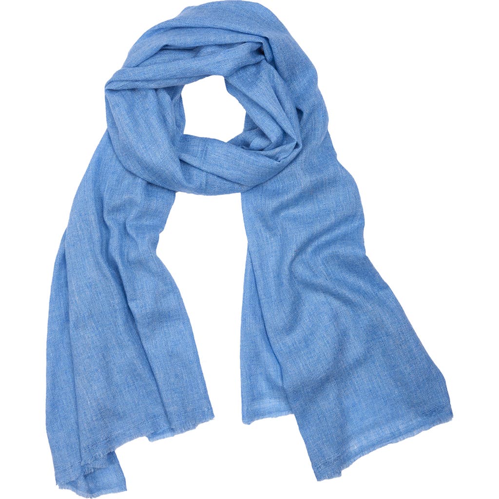 Saachi Wool Blend Fringe Scarf In Light Blue