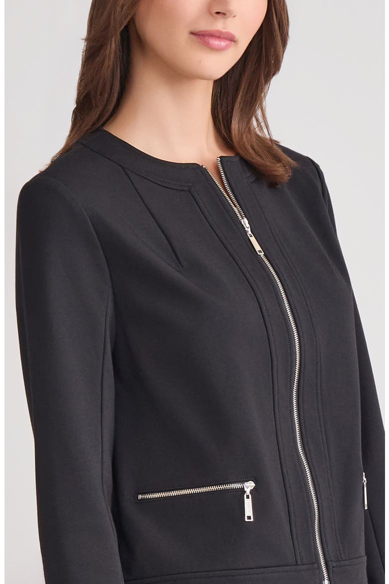 Front Zip Ponte Jacket, Alternate, color, BLACK