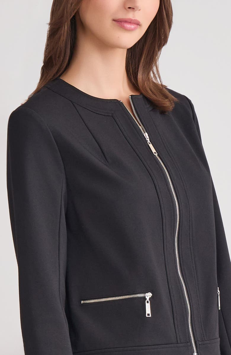 Misook Front Zip Ponte Jacket, Alternate, color, Black