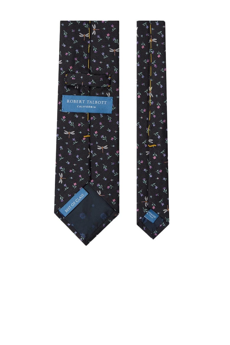 Robert Dragonfly Ditsy Floral Best of Class Necktie, Alternate, color, Navy