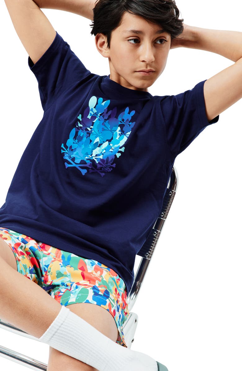 Psycho Bunny Kids' Tanner Pima Cotton Graphic T-Shirt, Alternate, color, Evening Blue