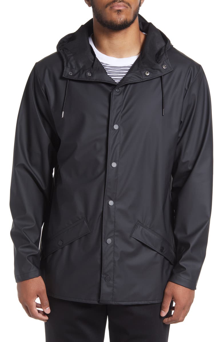 Rains Waterproof Longline Jacket, Alternate, color, Black
