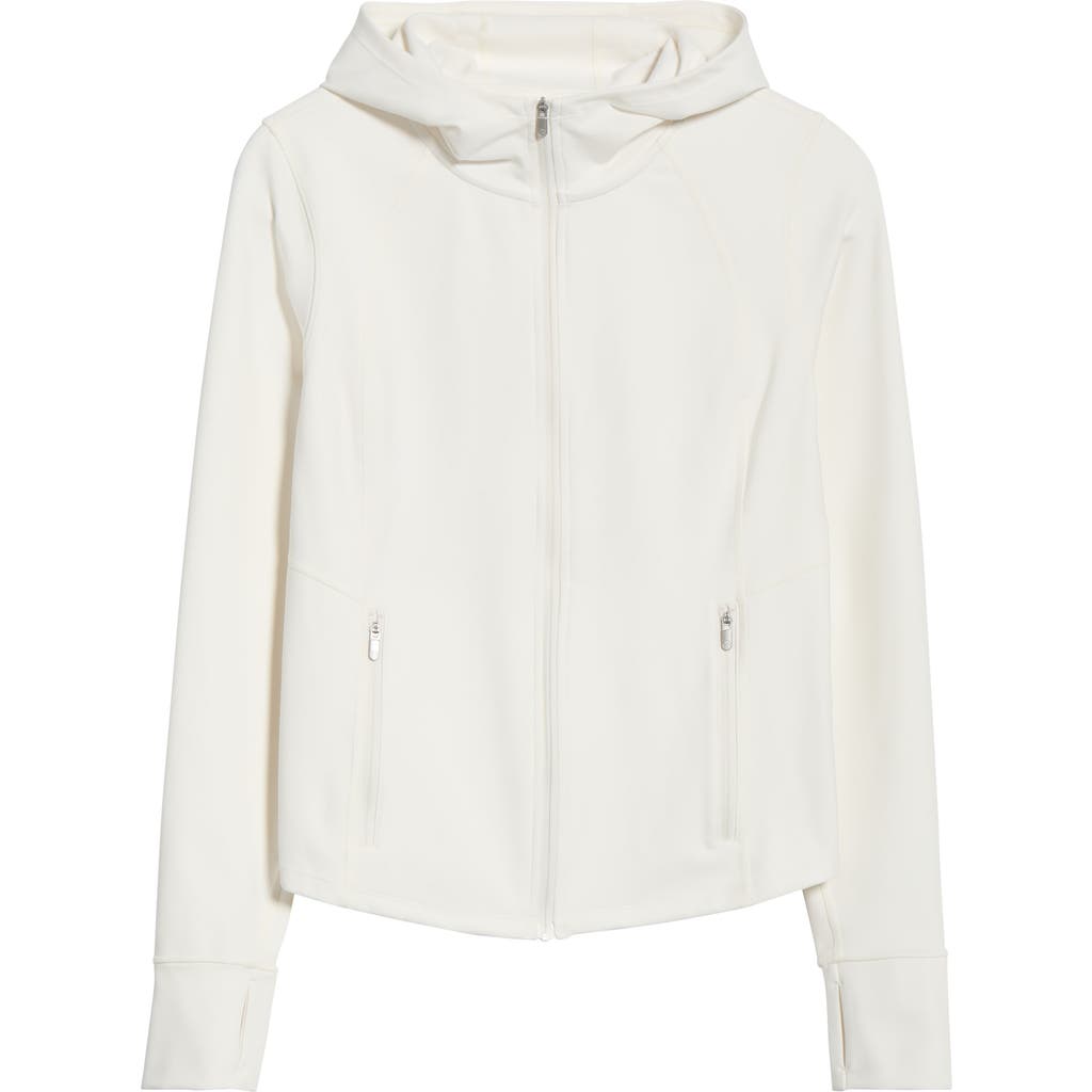 Zella Cozy Tech Zip Hooded Jacket In White