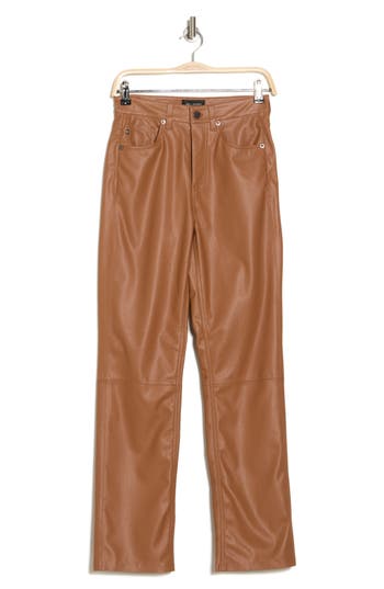 Ag Alexxis High Waist Faux Leather Straight Leg Pants In Canyon Rock
