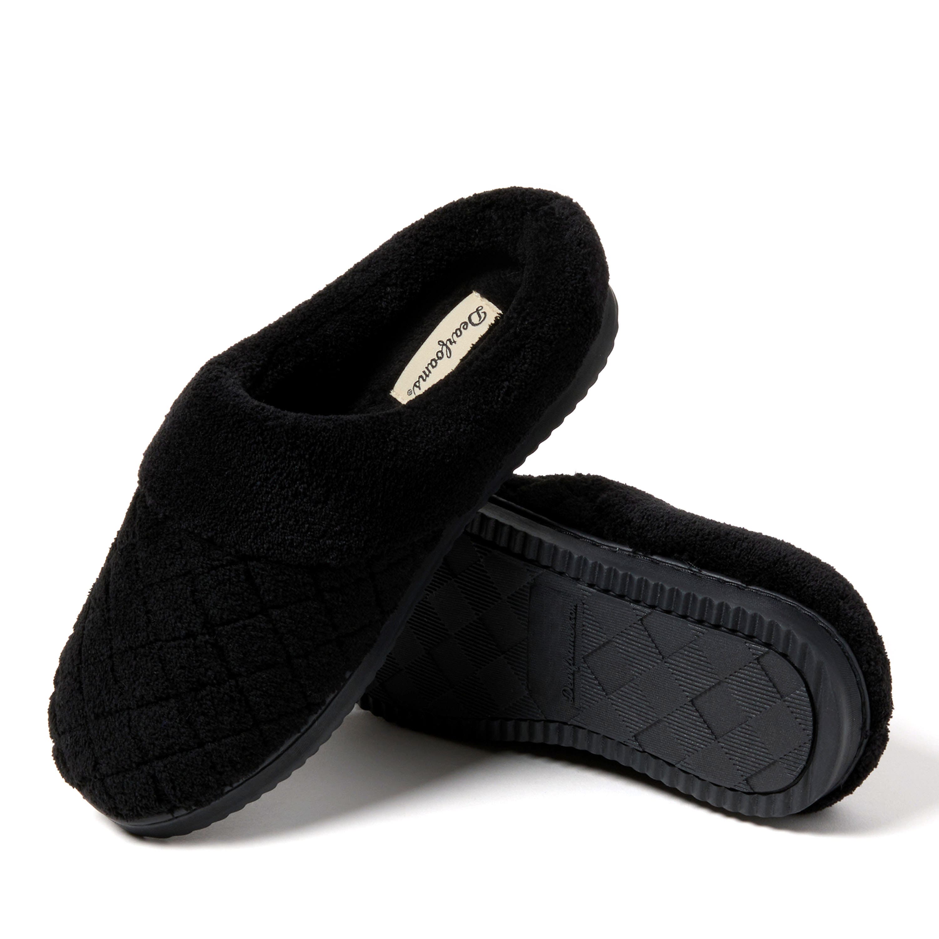 DEARFOAMS Libby Quilted Terry Clog Slipper, Alternate, color, Black