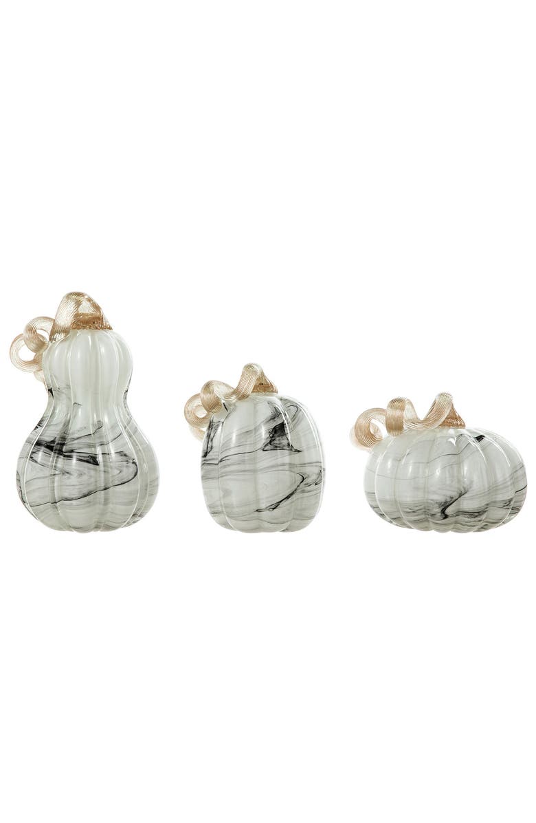 Glitzhome Set of 3 Glass Pumpkin & Gourd, Alternate, color, 