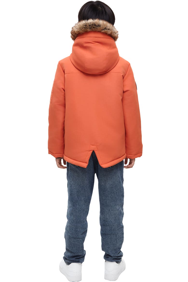 Kids' Parka Jacket with Insulated Hood, Alternate, color, Orange