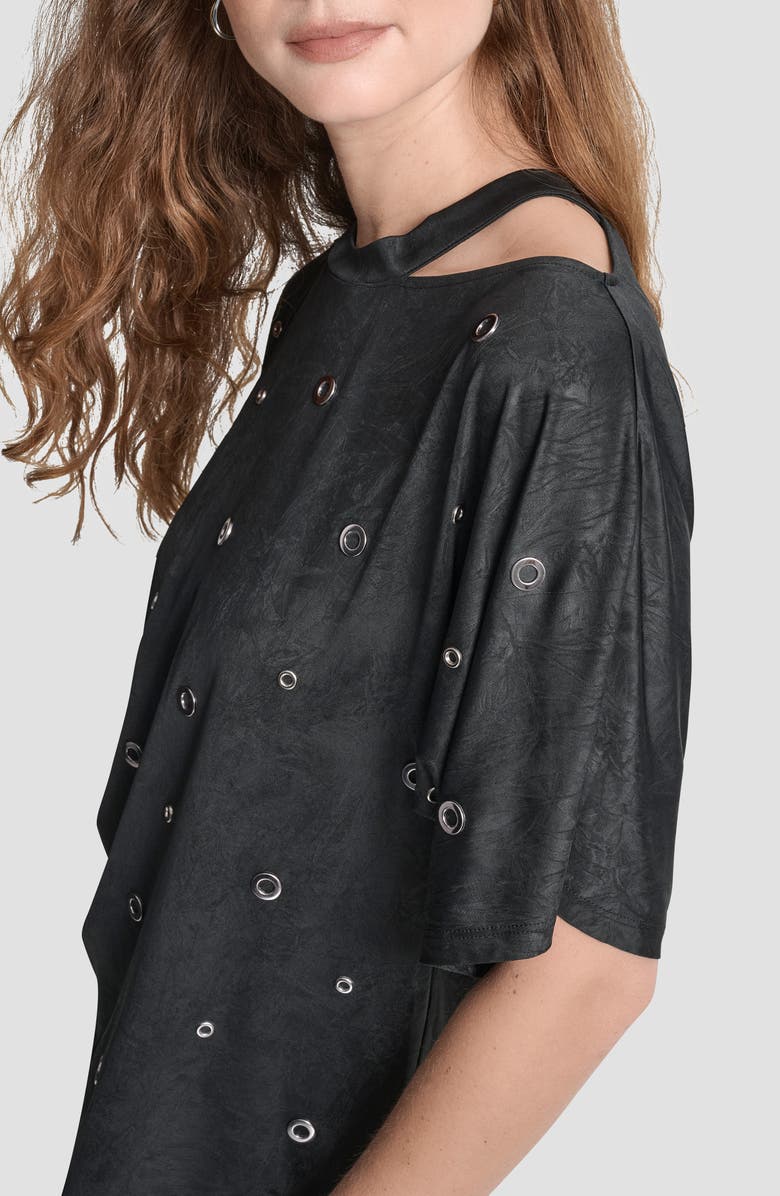 DKNY Grommet Cutout Knit Top, Alternate, color, Black