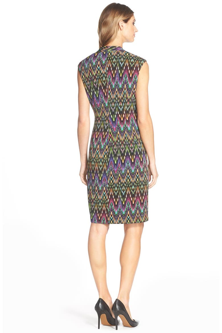 Print Faux Wrap Jersey Dress, Alternate, color, BLACK MULTI
