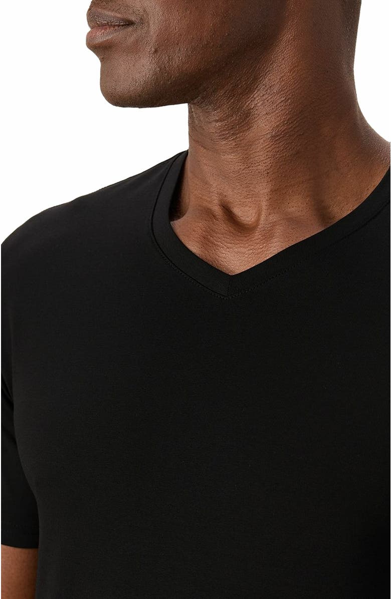 Pact Organic Cotton Luxe Stretch Jersey Slim V-Neck Tee, Alternate, color, Black