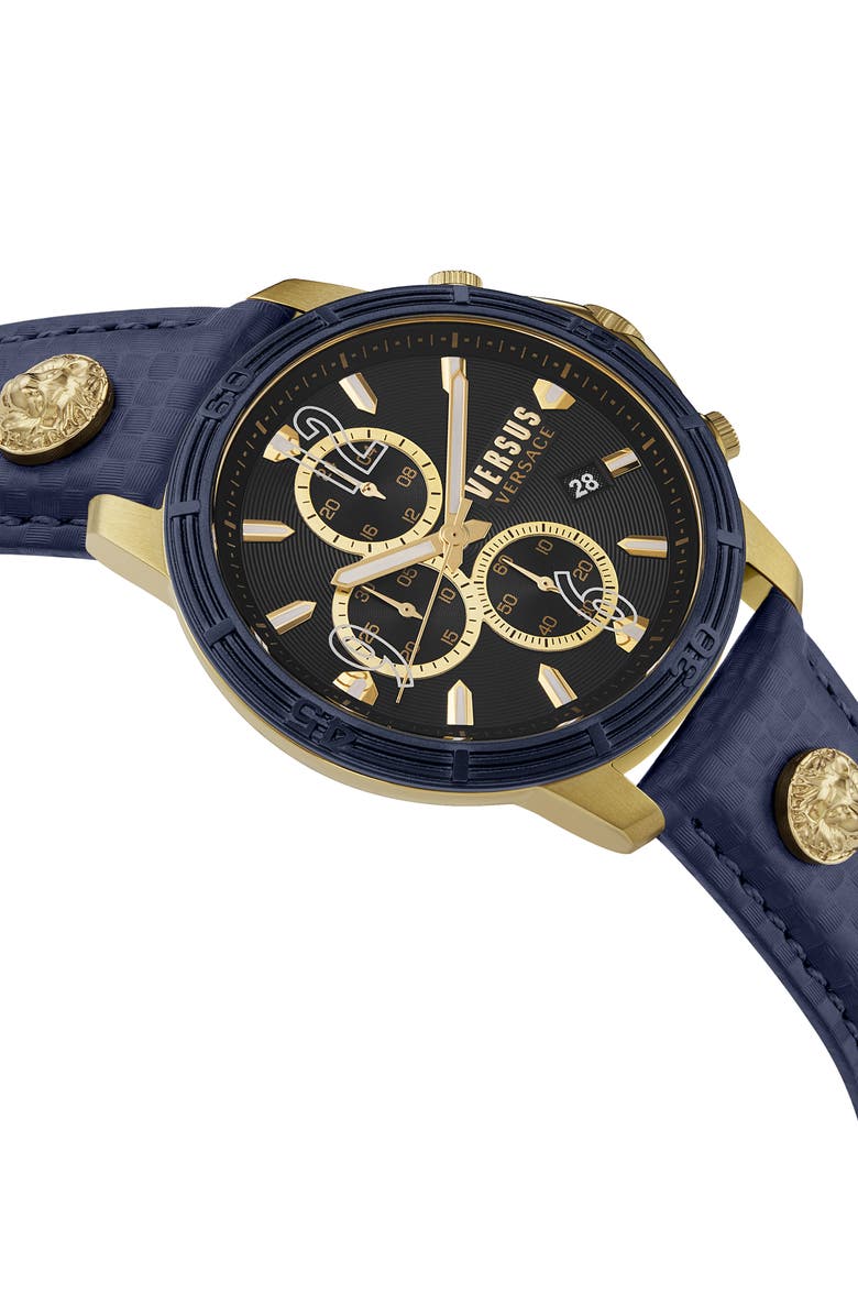 VERSUS Versace Bicocca Chronograph Leather Strap Watch, 46mm, Alternate, color, 