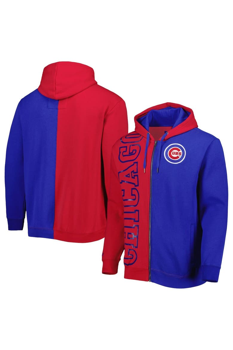 Men's Mitchell & Ness Red/Royal Chicago Cubs Fleece Full-Zip Hoodie, Main, color, Red