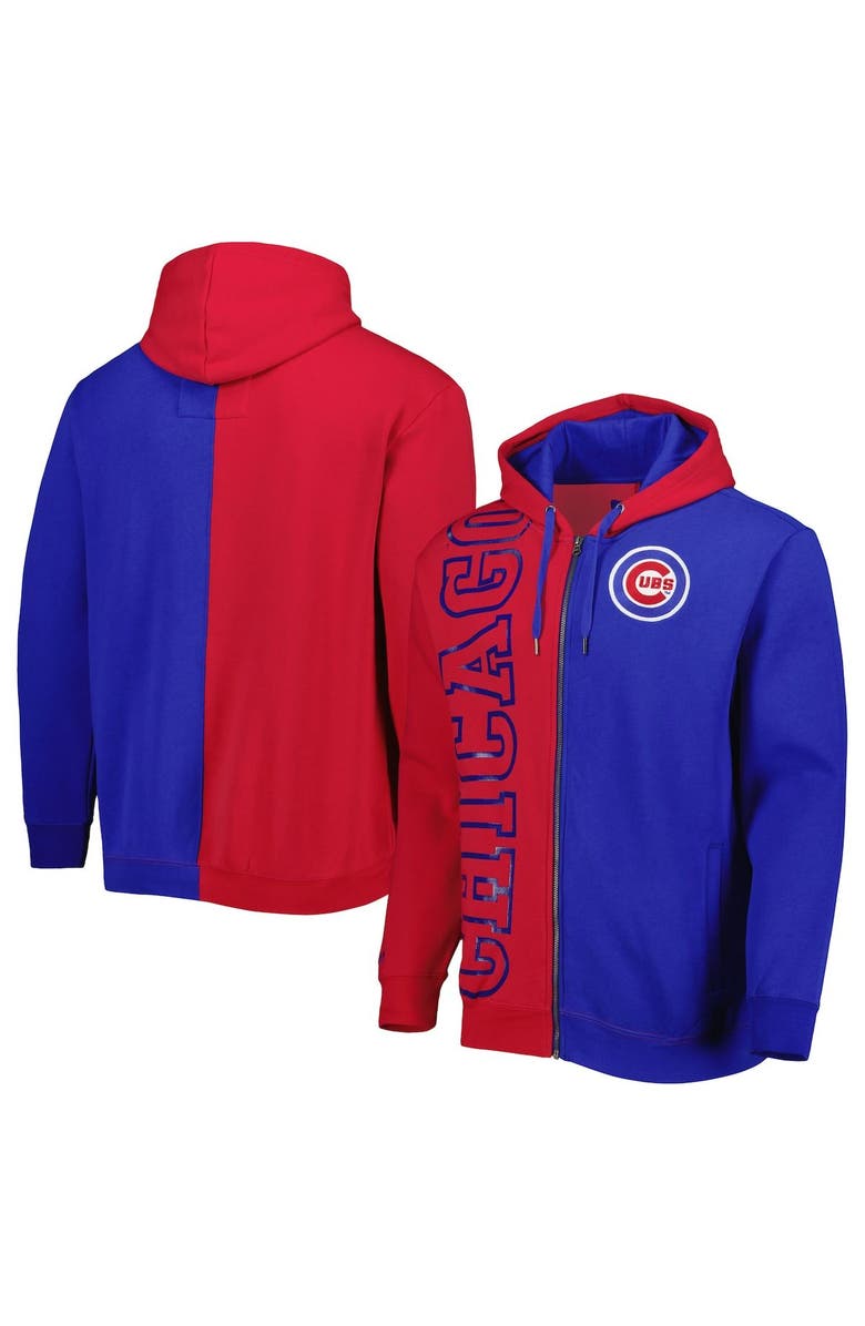 Mitchell & Ness Men's Mitchell & Ness Red/Royal Chicago Cubs Fleece Full-Zip Hoodie, Main, color, 