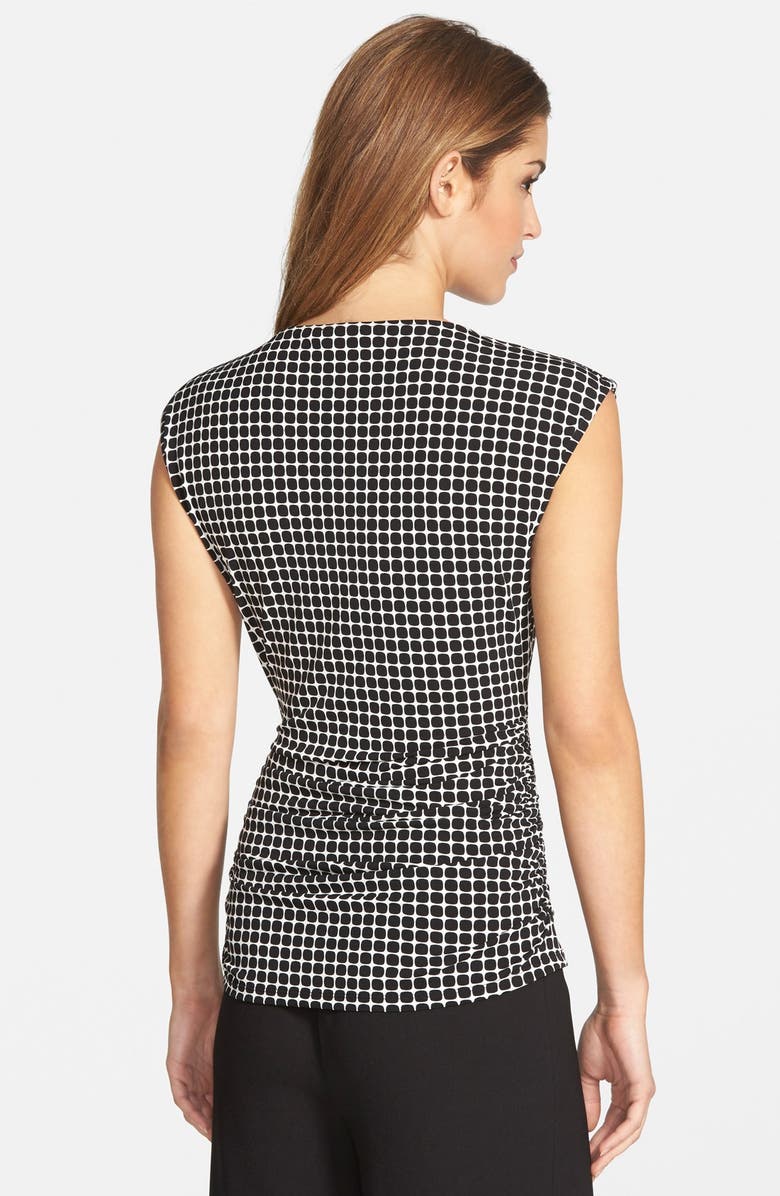 Vince Camuto 'Graphic Boxes' Hardware Detail Print Keyhole Neck Cap Sleeve Top, Alternate, color, 