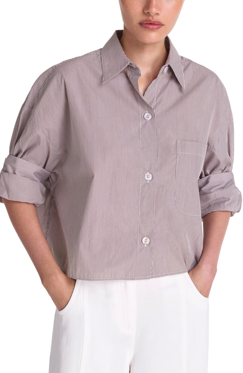 TWP Next Ex Stripe Crop Button-Up Shirt, Main, color, 