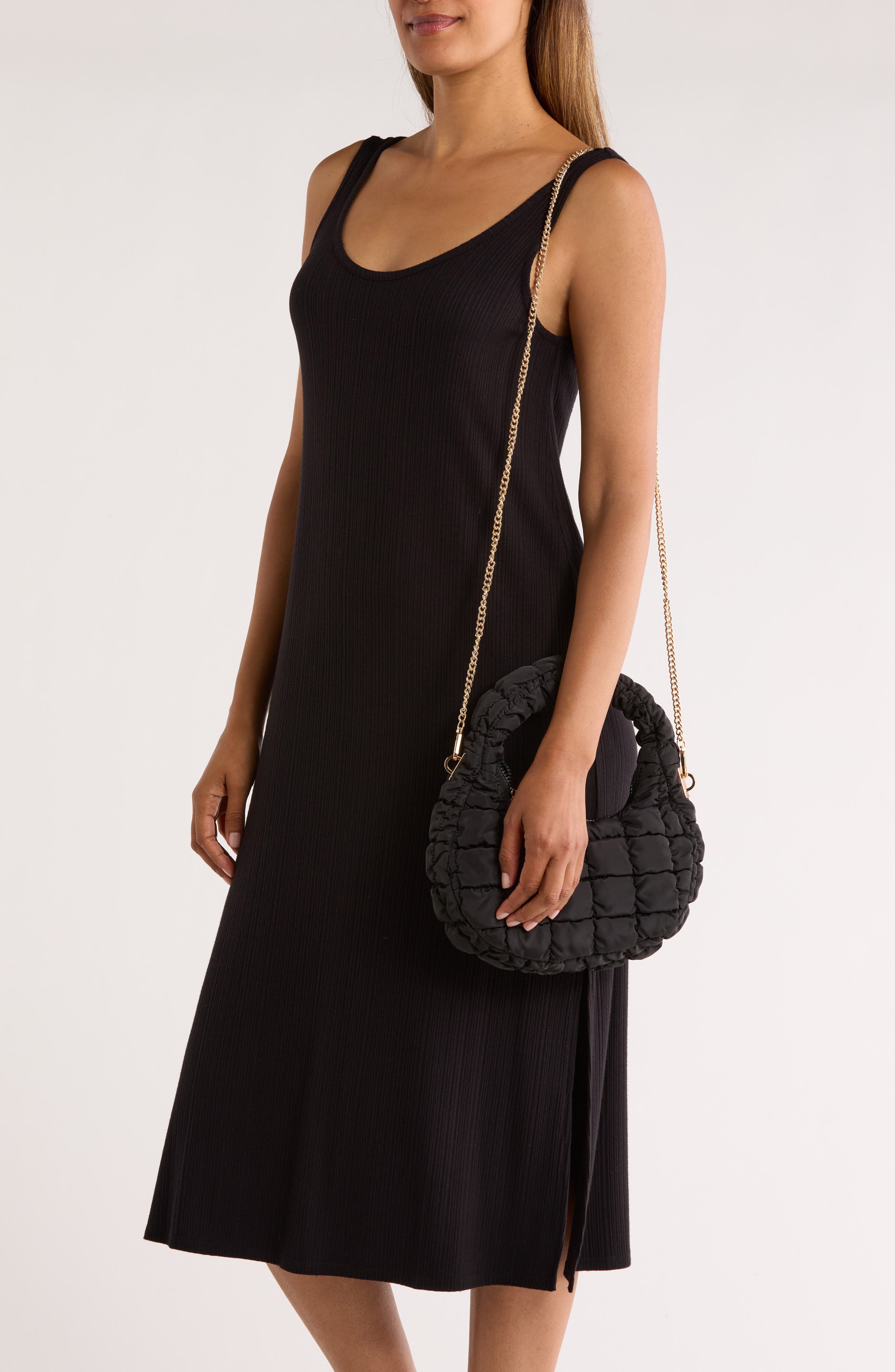 URBAN EXPRESSIONS HANDBAGS Small Nylon Hobo Bag, Alternate, color, Black