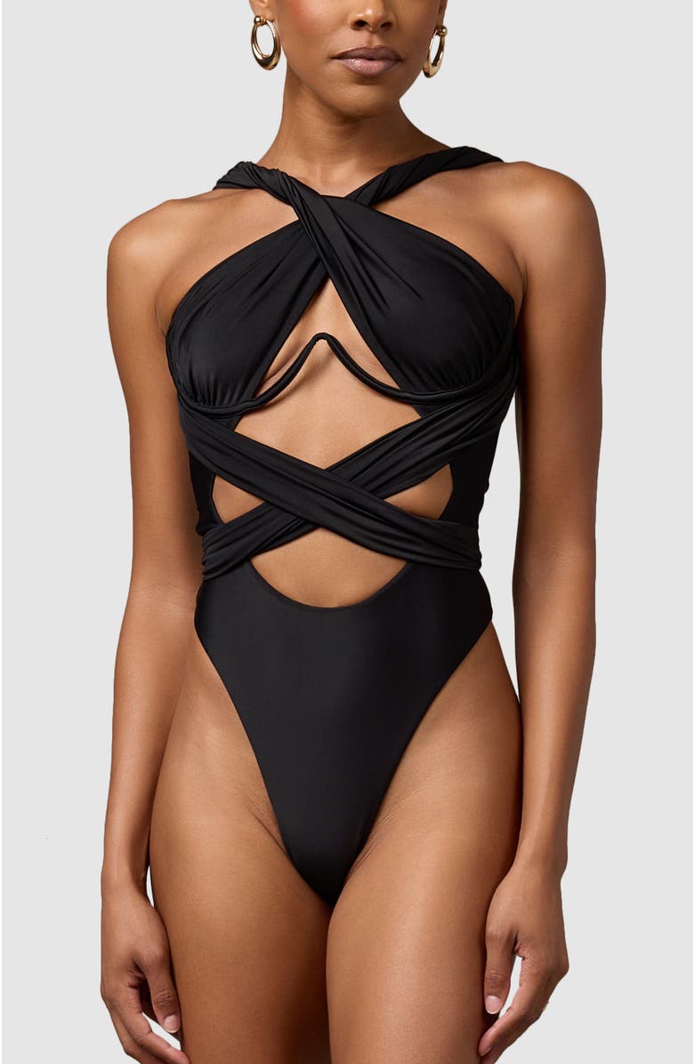 MBM Swim Bella One-Piece Swimsuit, Main, color, Black