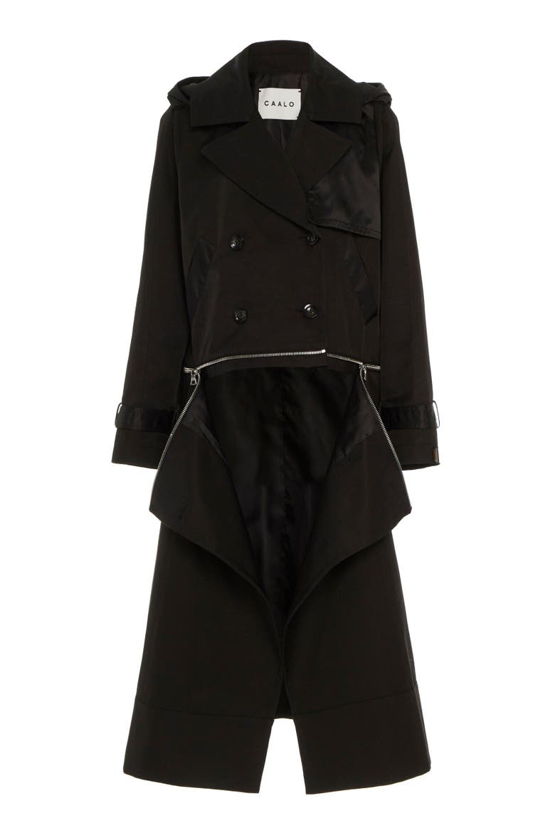 Water-Resistant Convertible Trench Coat, Alternate, color, Black