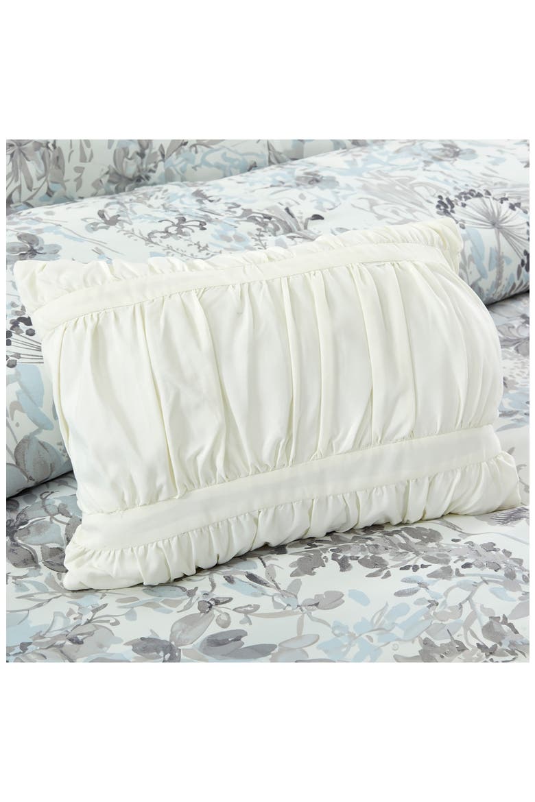 Floral Print Microfiber 5-Piece Comforter Set, Alternate, color, WHITE/ GREY/ BLUE