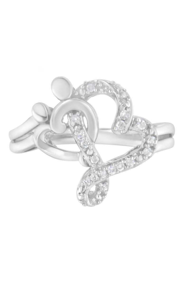 Haus of Brilliance .925 Sterling Silver 1/10 Cttw Diamond Heart and Music Note Ring, Main, color, Silver