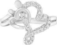 Haus of Brilliance Silver 1/10 Cttw Diamond Heart and Music Note Ring