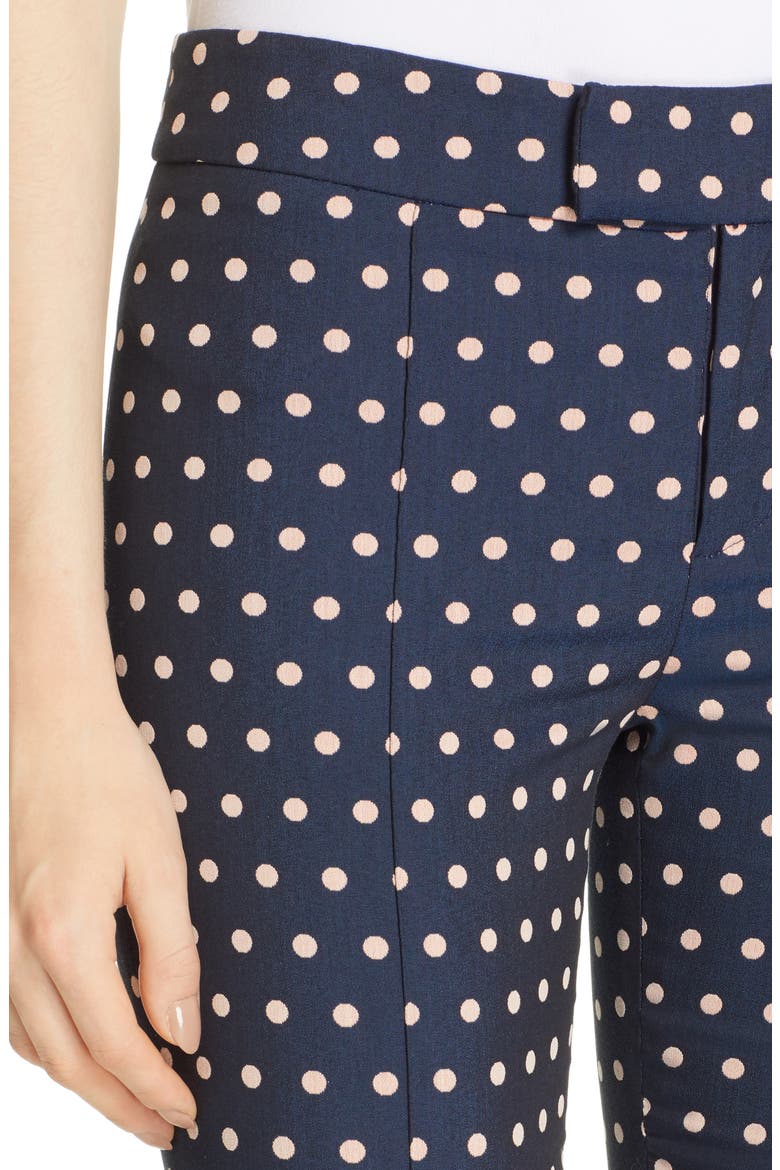 Stovepipe Polka Dot Jacquard Pants, Alternate, color, NAVY/ BLUSH POLKA DOT