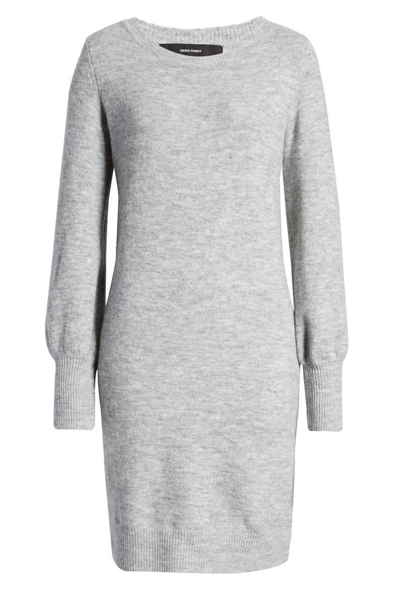 Simone Long Blouson Sleeve Sweater Dress, Alternate, color, LIGHT GREY MELANGE